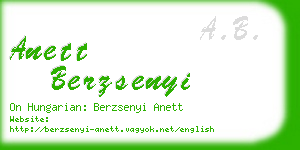 anett berzsenyi business card